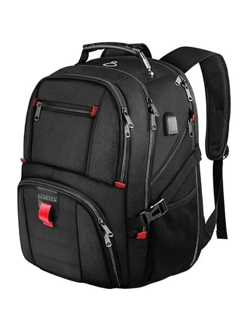 YOREPEK Travel Backpack Large 50L Water Resistant Laptop Bag USB Port Black